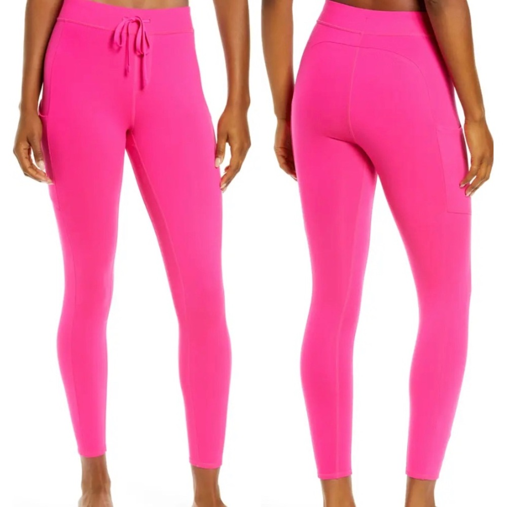 7/8 HIGHWAISTED ALO NEON PINK LEGGINGS - LIKE NEW, MEDIUM